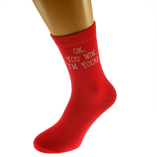 Ok You Win I’m Yours Valentine Mens Red Socks| Ashton and Finch