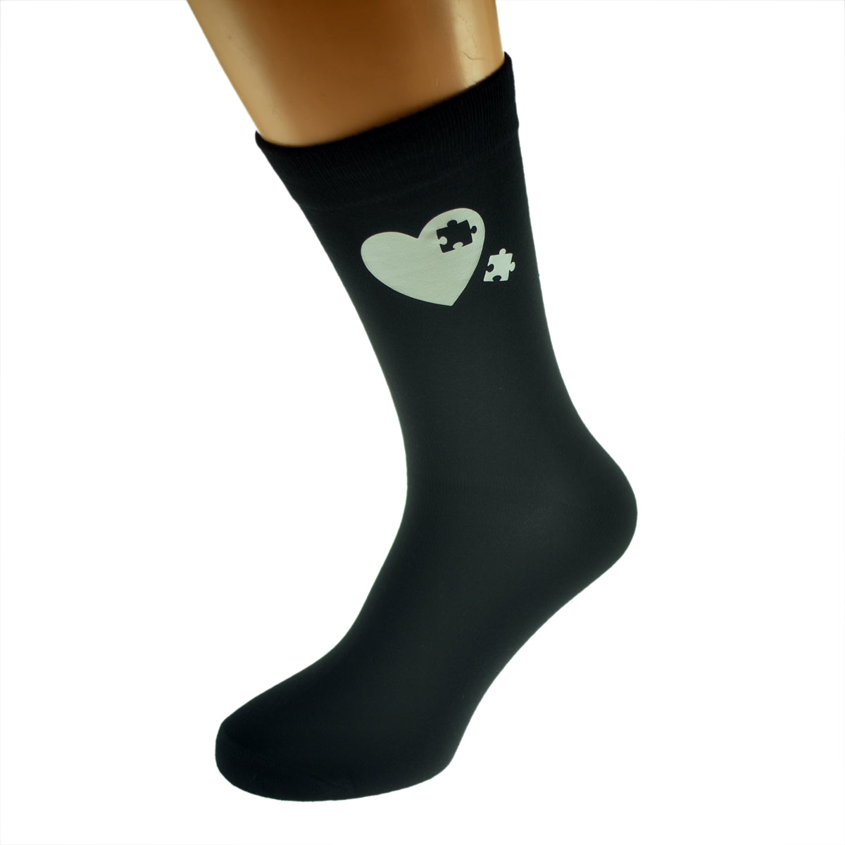 Missing Heart Piece Valentine Mens Black Socks| Ashton and Finch