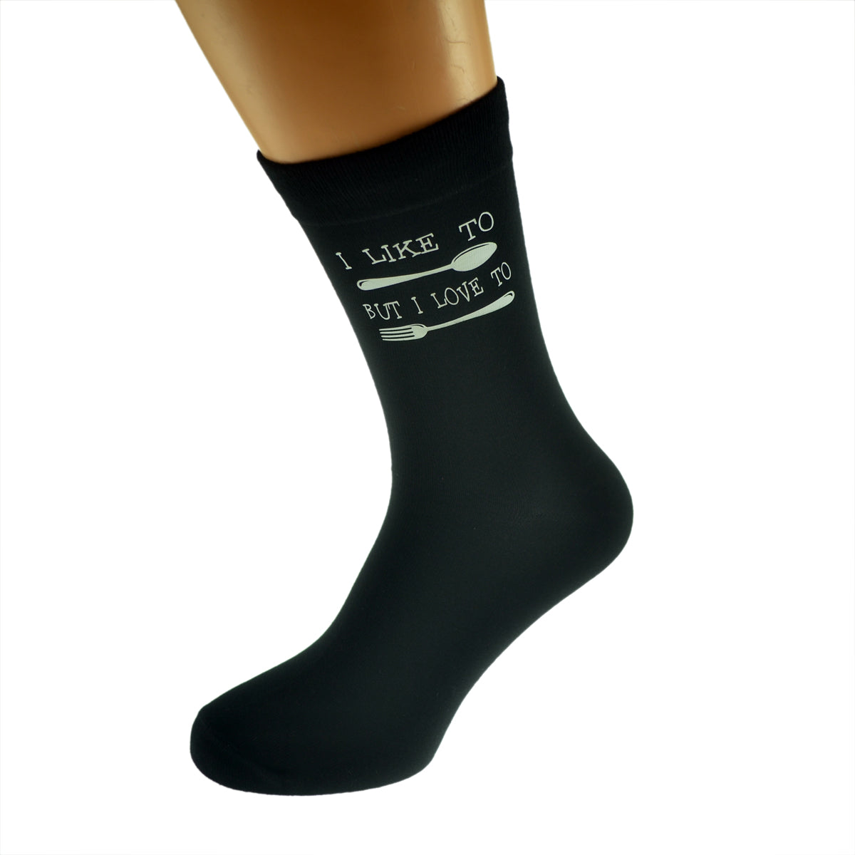 I Like To Spoon But I Love To Fork Funny Valentine Mens Black Socks| Ashton and Finch
