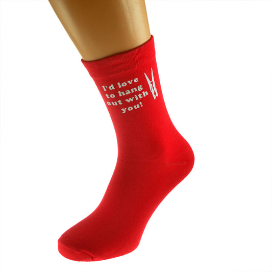I’d Love To Hang Out With You Funny Valentine Mens Red Socks| Ashton and Finch