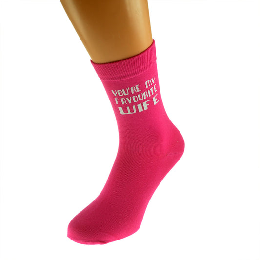 You’re My Favourite Wife Valentine Ladies Hot Pink Socks| Ashton and Finch