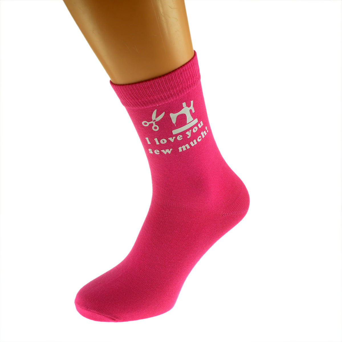 I Love You Sew Much Ladies Hot Pink Valentine Socks| Ashton and Finch