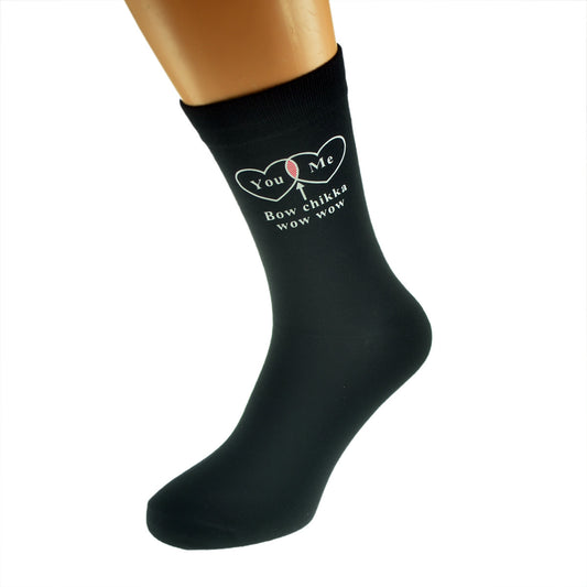 You Me Hearts Bow Chikka Funny Valentine Mens Black Socks| Ashton and Finch