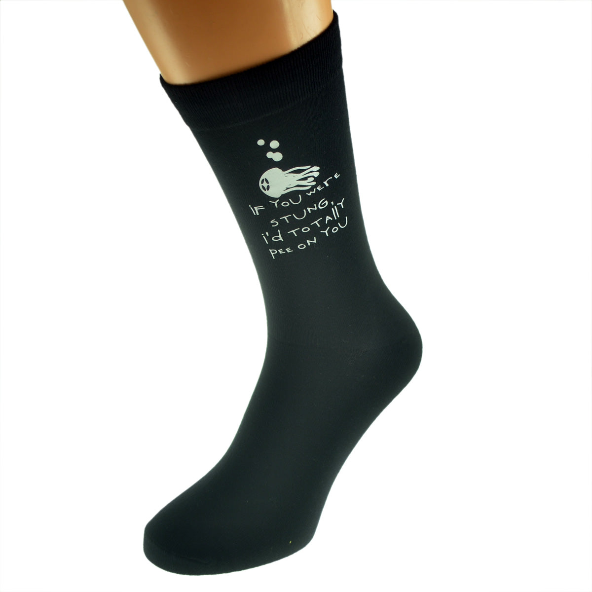 If You Were Stung I’d Totally Pee On You Funny Valentine Mens Black Socks| Ashton and Finch