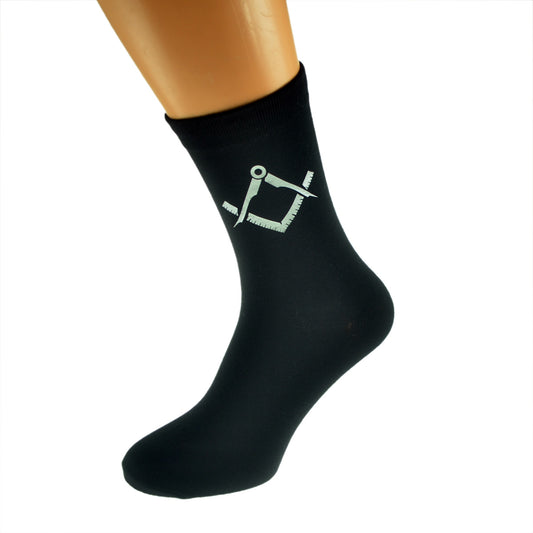 Silver Masonic Mens Black Socks Without G Design| Ashton and Finch