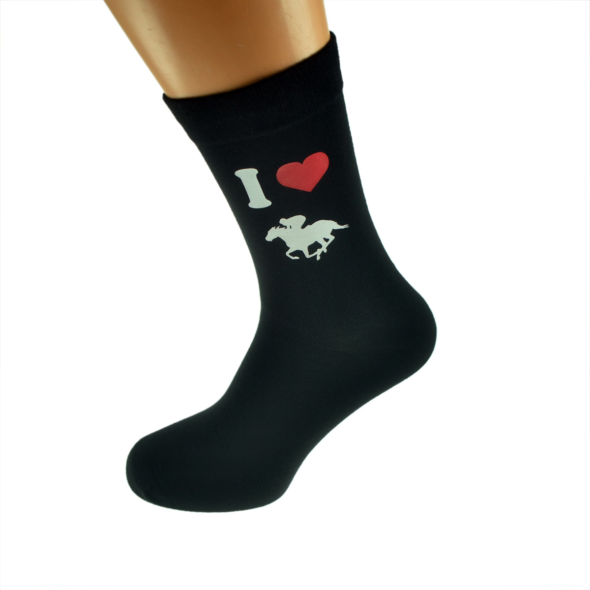 I Love Horse Racing Mens Black Socks With Image Design| Ashton and Finch