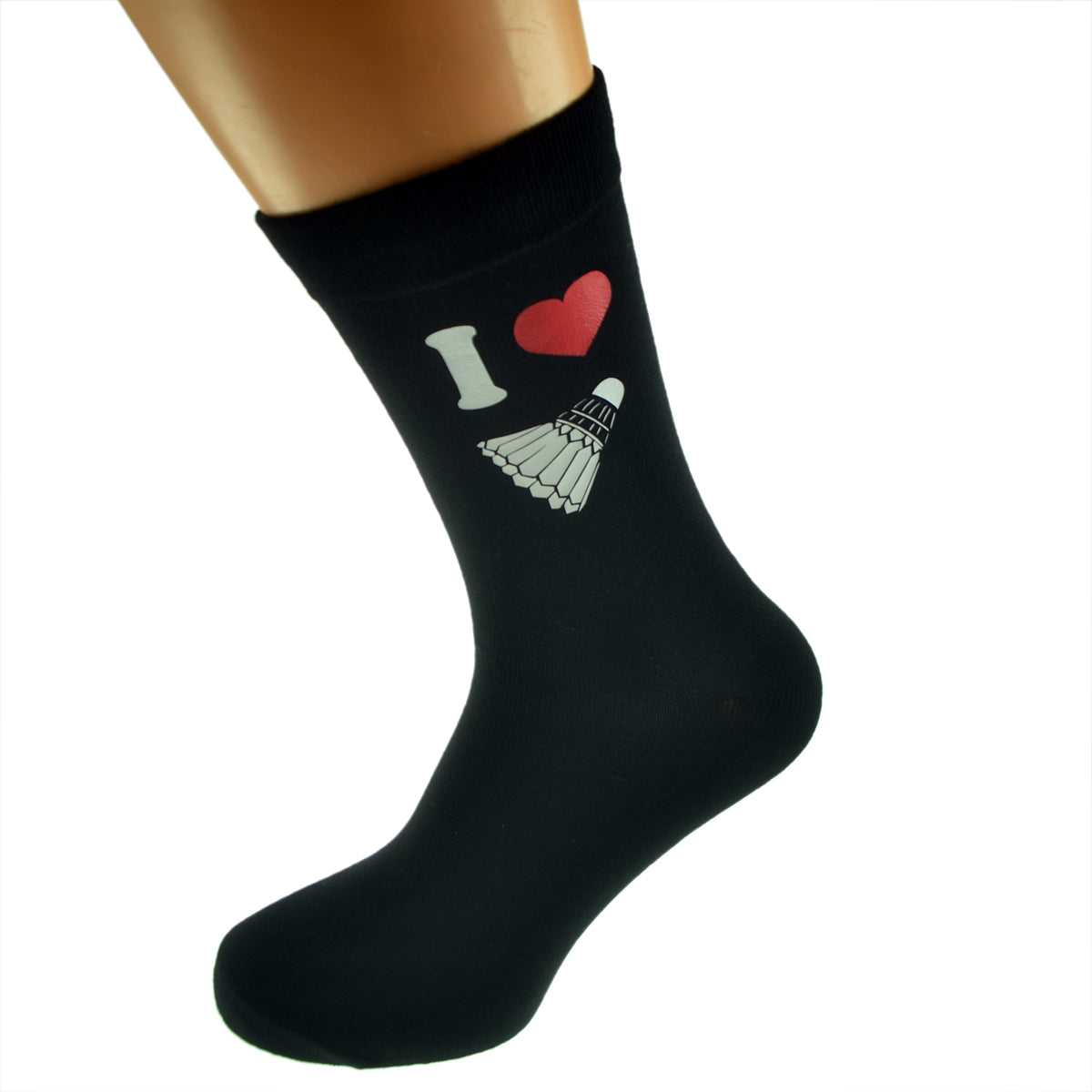 I Love Badminton Mens Black Socks With Shuttlecock Design| Ashton and Finch