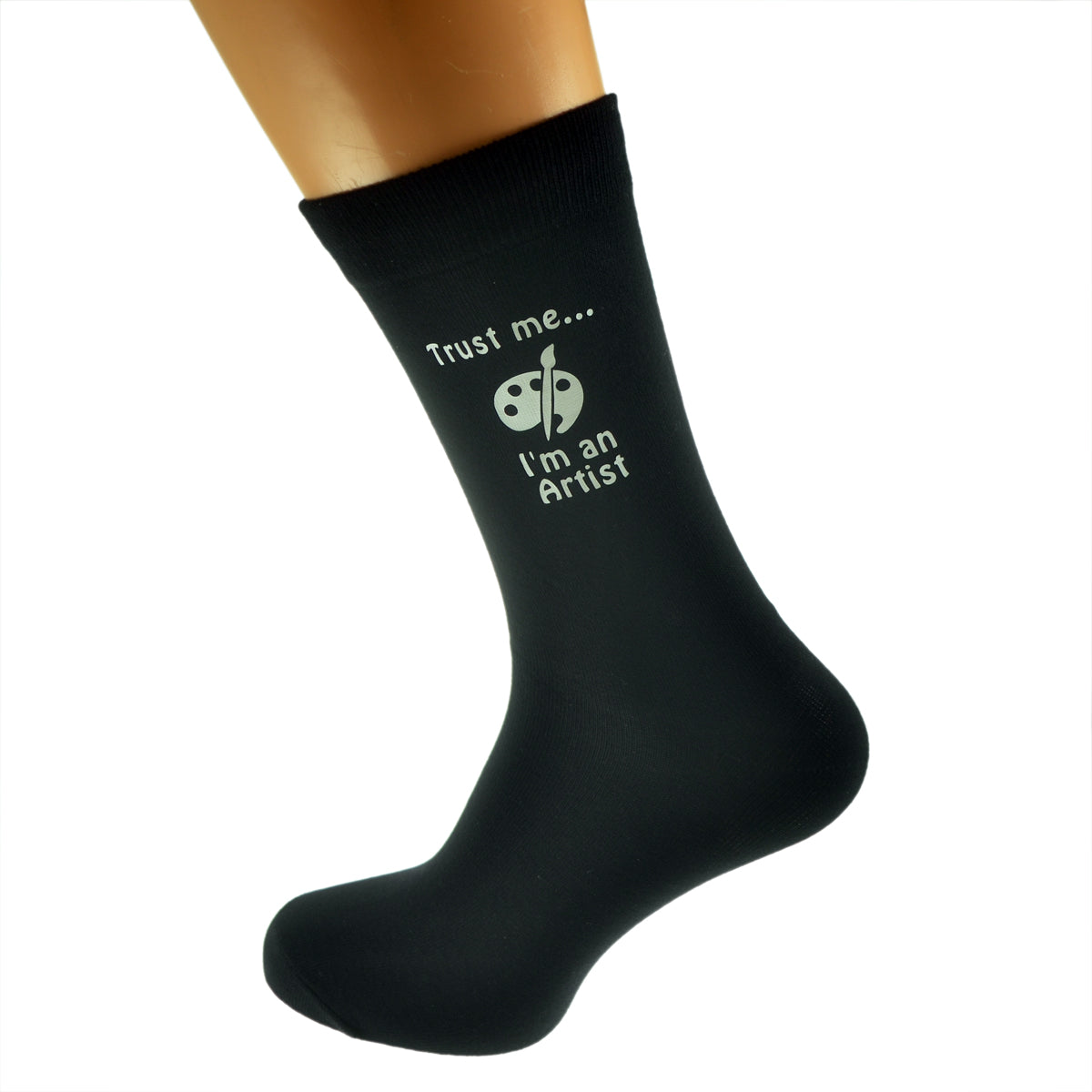 Trust Me I’m An Artist Mens Black Socks With Image Design| Ashton and Finch