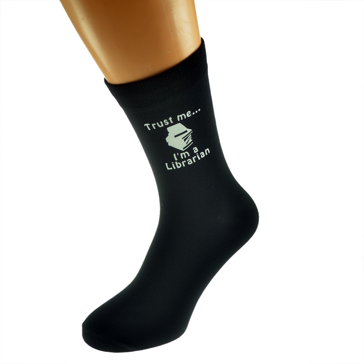 Trust Me I’m A Librarian Mens Black Socks With Image Design| Ashton and Finch