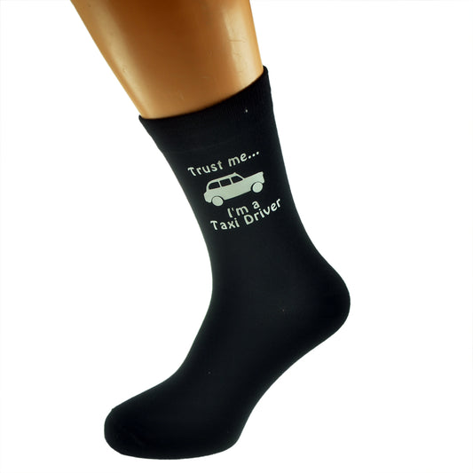 Trust Me I’m A Taxi Driver Mens Black Socks With Image Design| Ashton and Finch