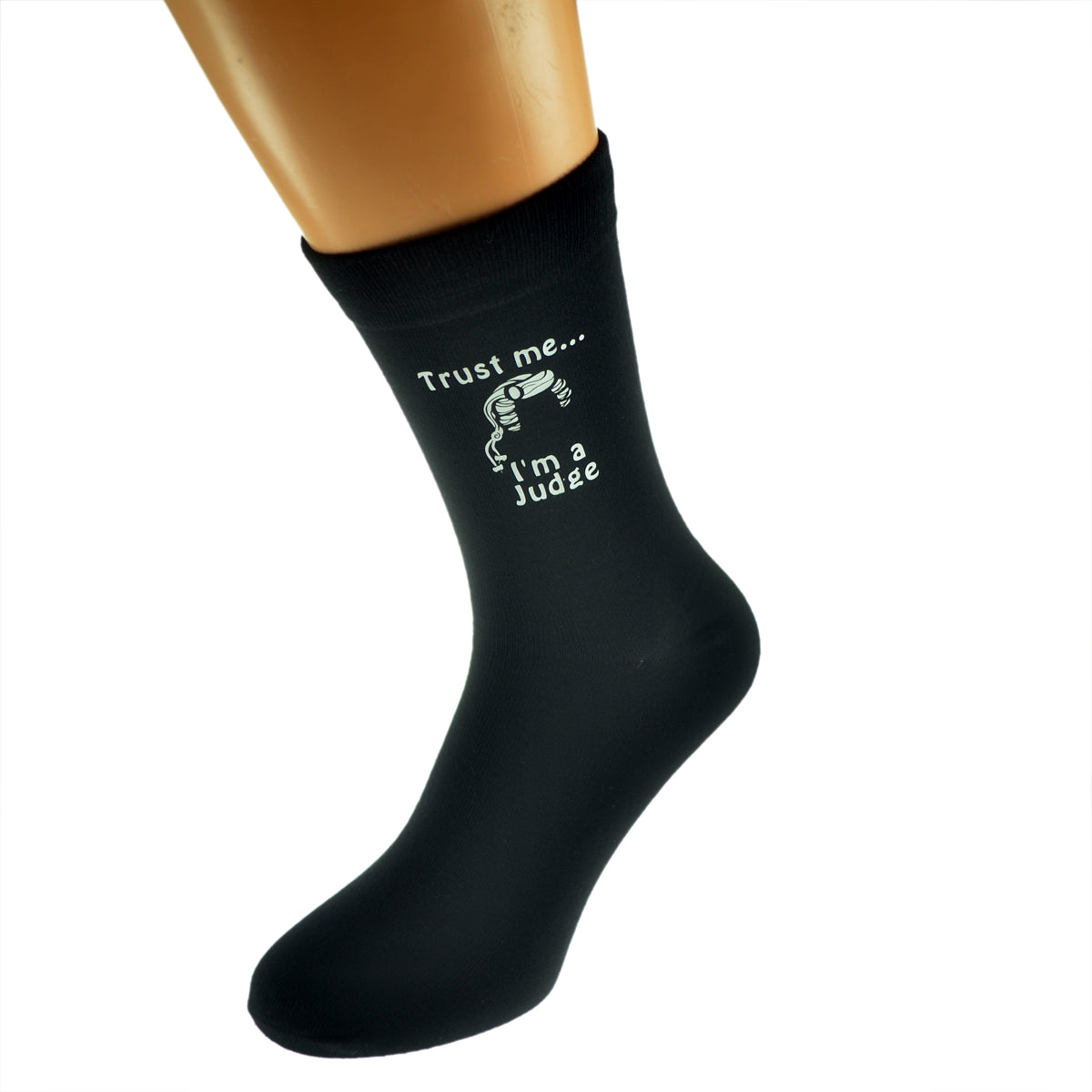 Trust Me I’m A Judge Mens Black Socks With Image Design| Ashton and Finch