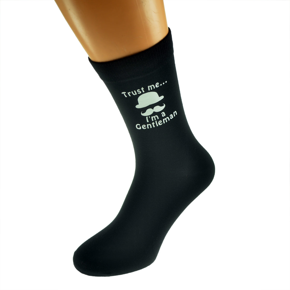 Trust Me I’m A Gentleman Mens Black Socks With Image Design| Ashton and Finch