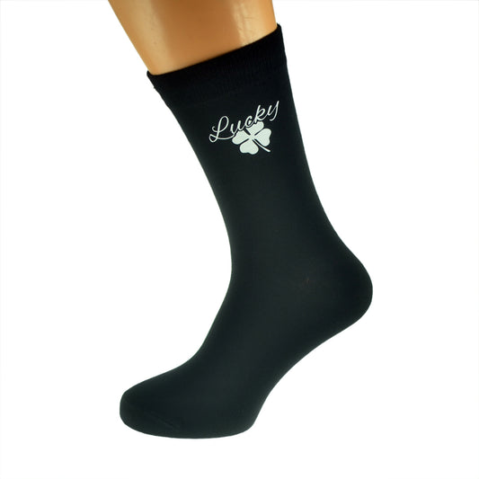 Lucky Four Leaf Clover Mens Black Socks| Ashton and Finch