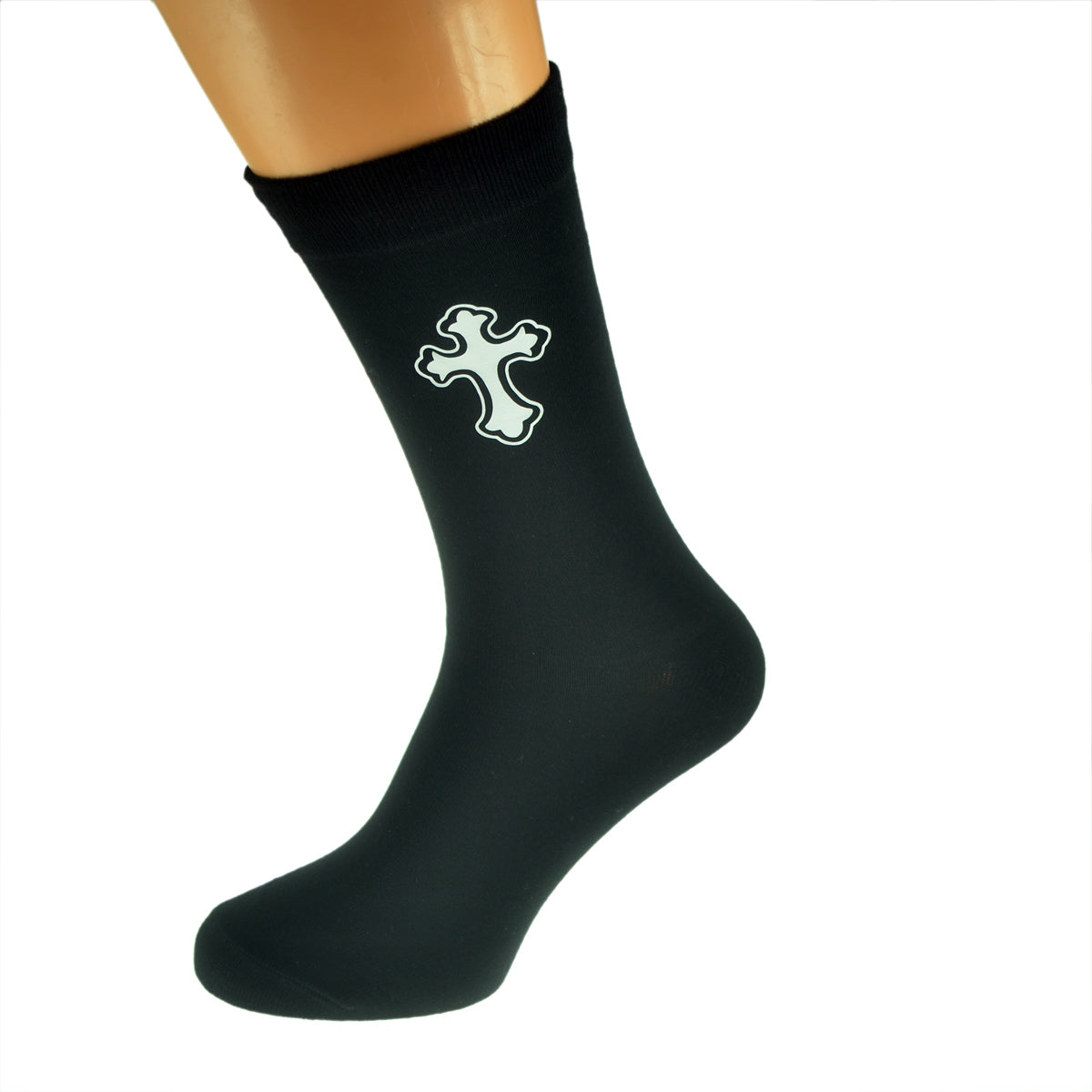 Ornate Christian Cross Mens Black Socks| Ashton and Finch