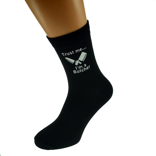 Trust Me I’m A Butcher Mens Black Socks With Image Design| Ashton and Finch