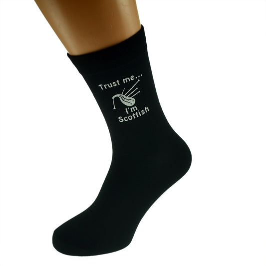 Trust Me I’m Scottish Mens Black Socks With Image Design| Ashton and Finch