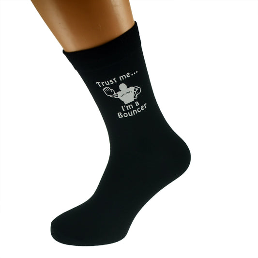 Trust Me I’m A Bouncer Mens Black Socks With Image Design| Ashton and Finch