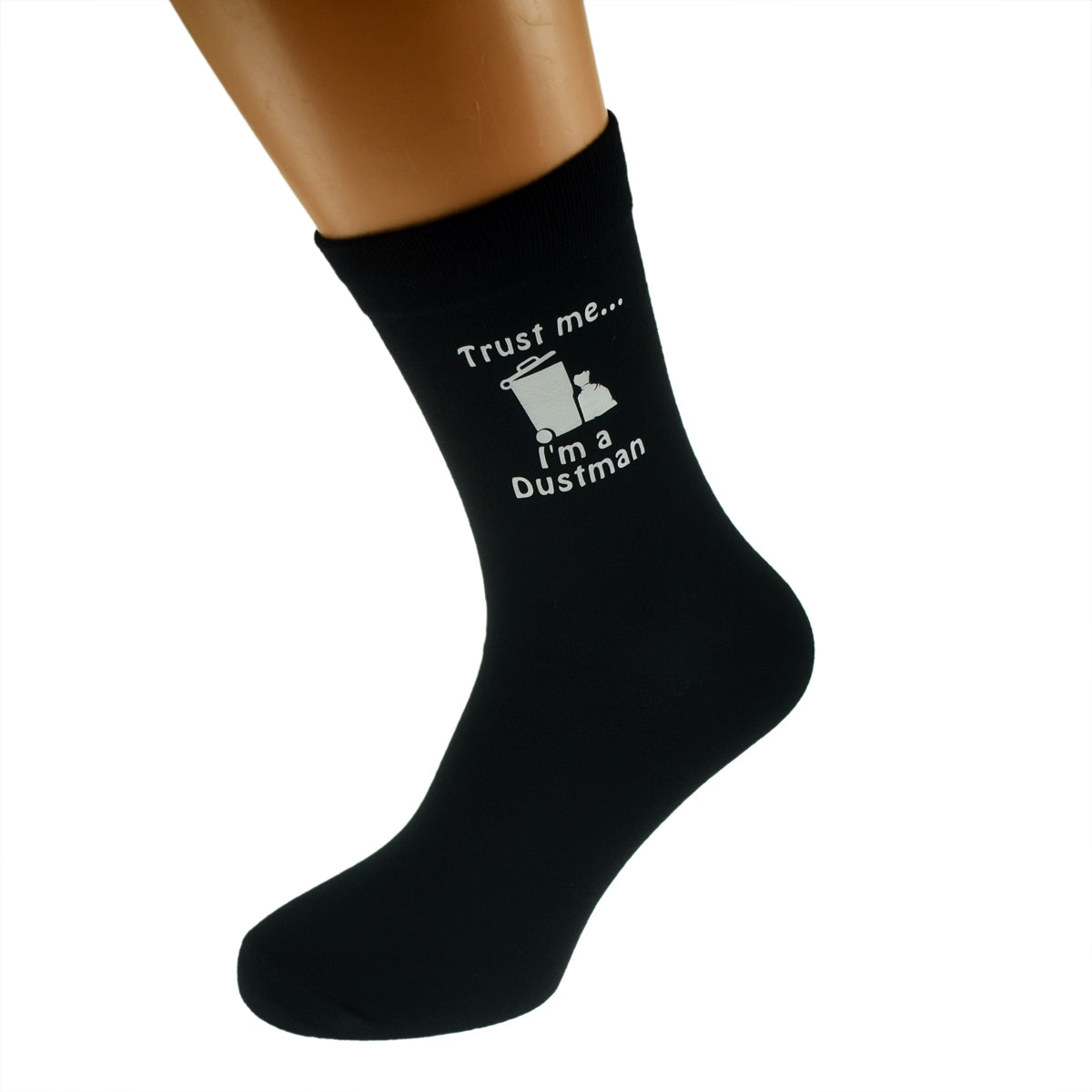 Dustman Design Trust Me I’m A Dustman Mens Black Socks| Ashton and Finch