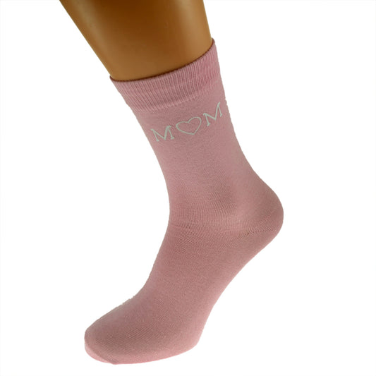 Mum With Heart Design Mothers Day Ladies Pink Socks| Ashton and Finch