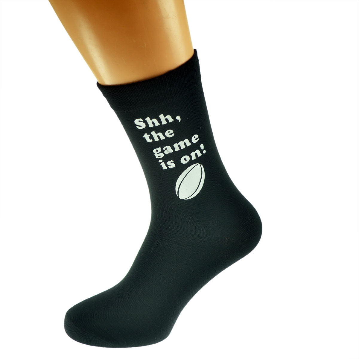 Shh The Game Is On Rugby Fan Mens Black Socks| Ashton and Finch