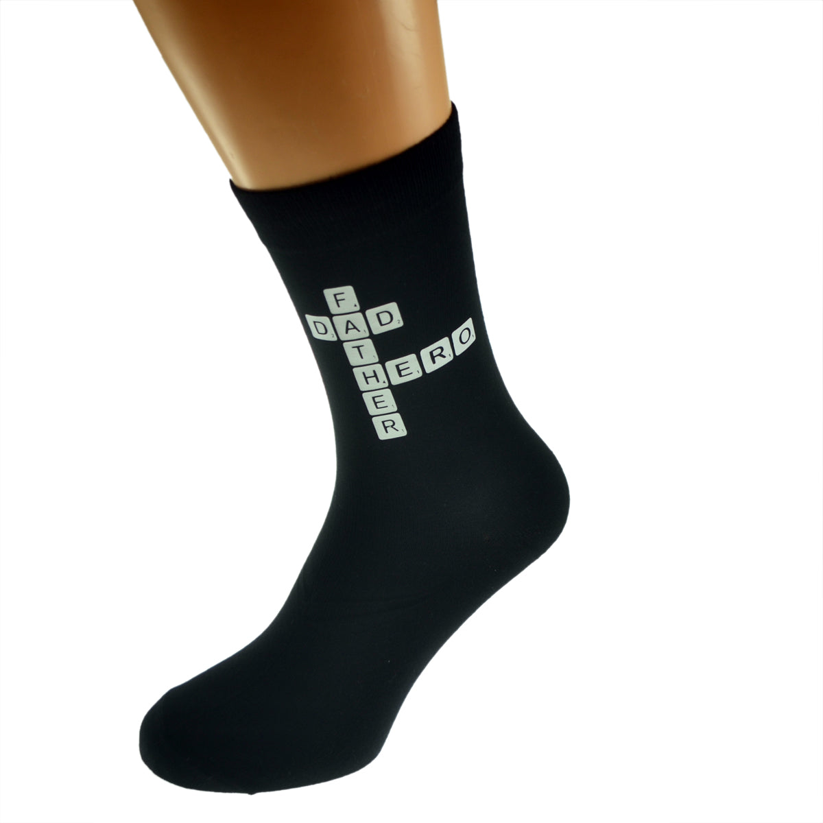 Dad Father Hero Word Game Tile Design Mens Black Socks| Ashton and Finch