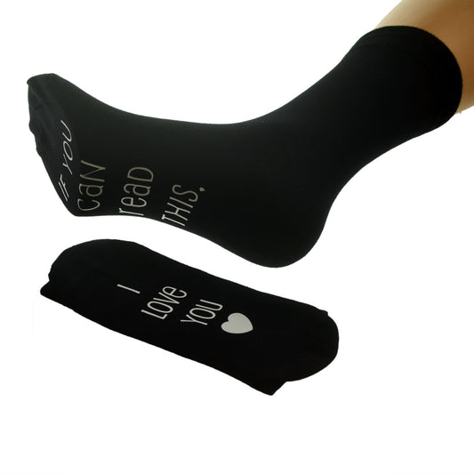Sole Print If You Can Read This I Love You Mens Black Socks| Ashton and Finch