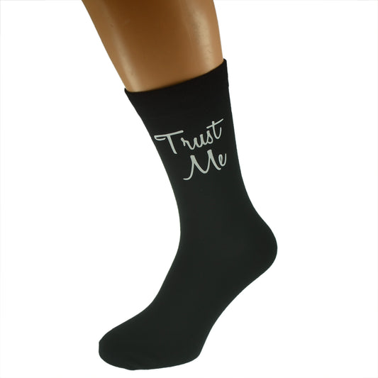 Trust Me Script Font Mens Black Socks| Ashton and Finch
