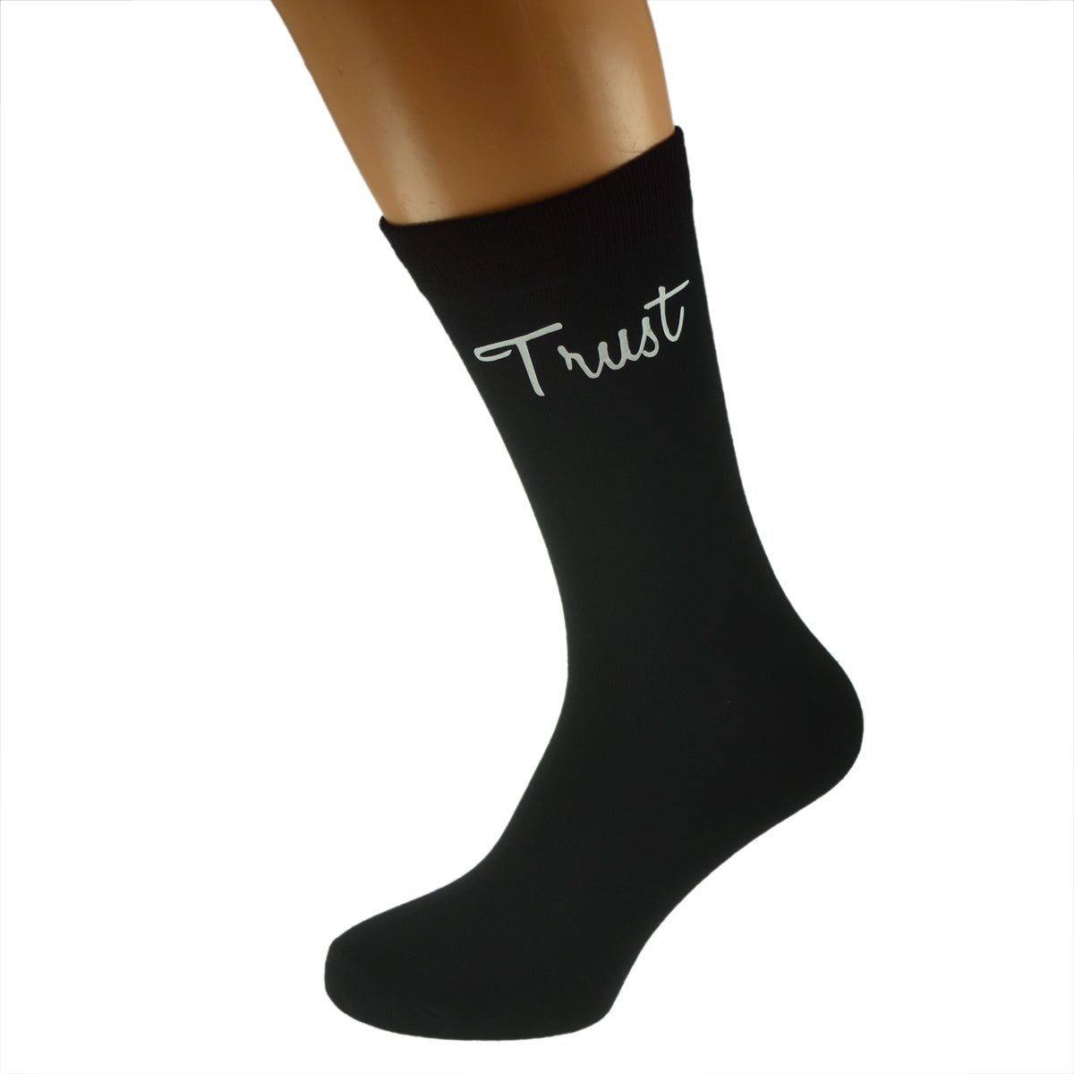 Trust Design Script Font Mens Black Socks| Ashton and Finch