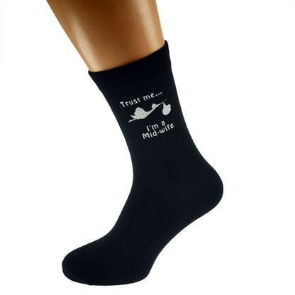 Trust Me I’m A Midwife Mens Black Socks| Ashton and Finch