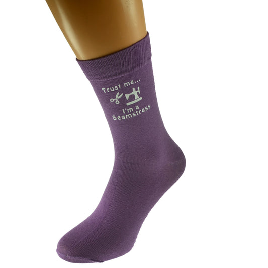 Trust Me I’m A Seamstress Womens Purple Socks| Ashton and Finch