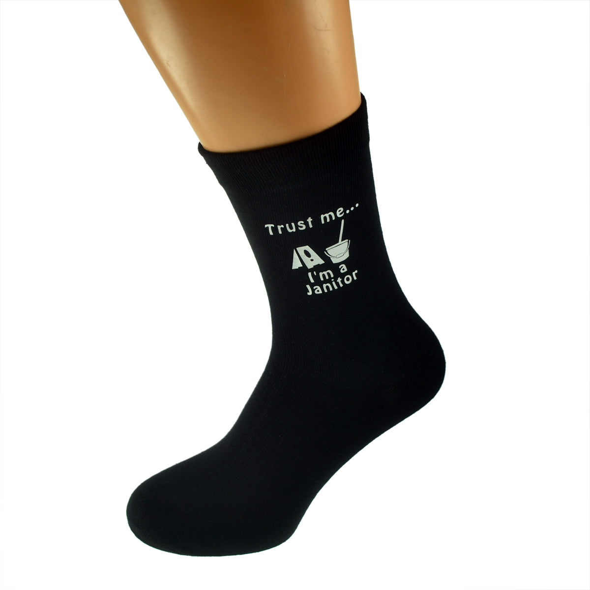 Trust Me I’m A Janitor Mens Black Socks| Ashton and Finch