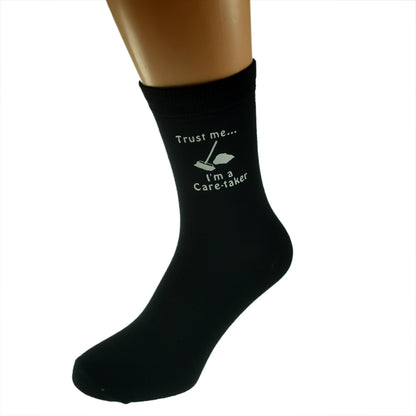 Trust Me I’m A Caretaker Mens Black Socks| Ashton and Finch
