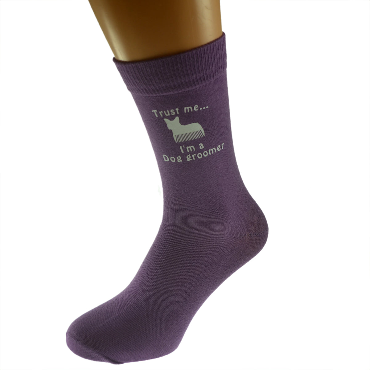 Trust Me I’m A Dog Groomer Ladies Purple Socks| Ashton and Finch