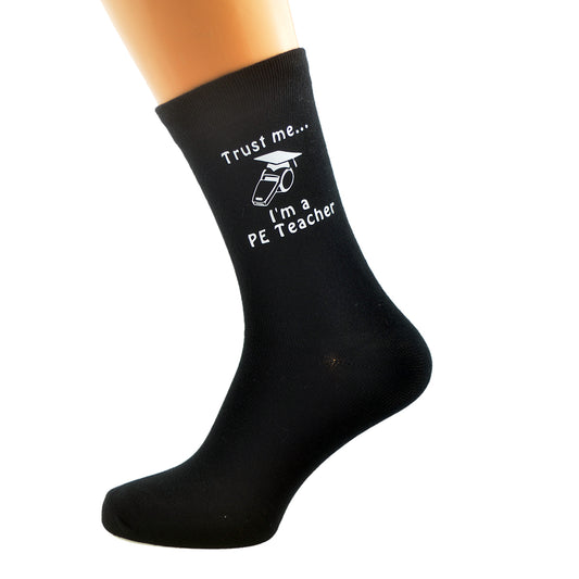 Trust Me I’m A PE Teacher Mens Black Socks| Ashton and Finch