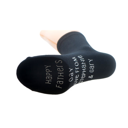 Sole Print Personalised Happy Fathers Day From Mens Black Socks| Ashton and Finch