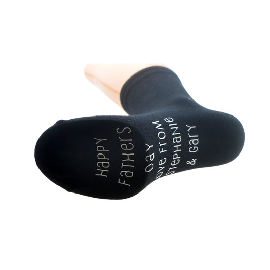 Sole Print Personalised Happy Fathers Day From Mens Black Socks| Ashton and Finch