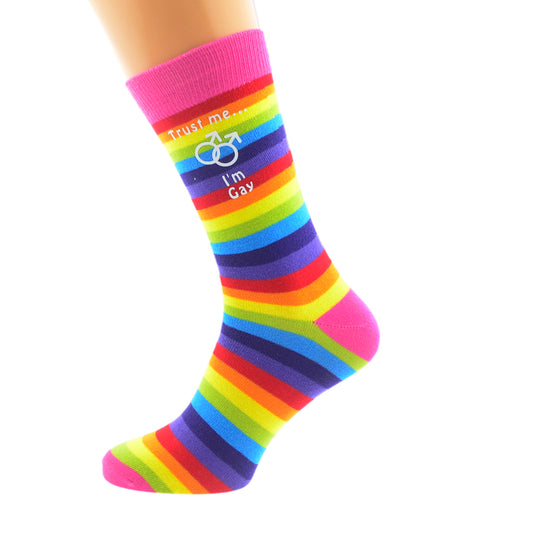 Trust Me I’m Gay Male Sign Rainbow Socks| Ashton and Finch