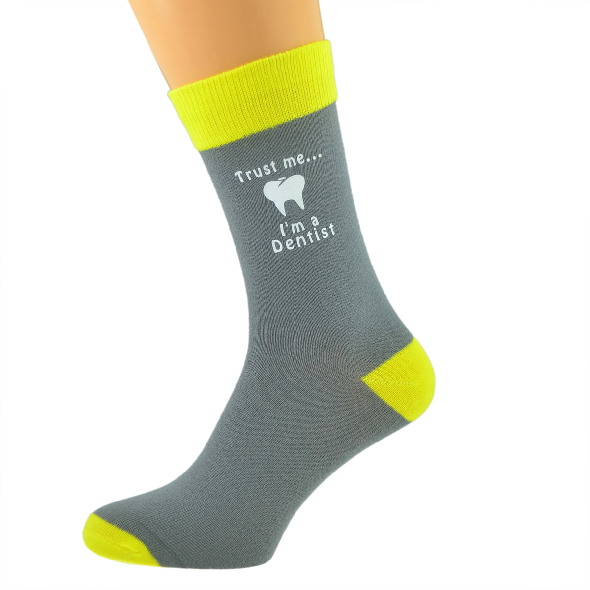 Grey Yellow Unisex Socks Trust Me I’m A Dentist| Ashton and Finch