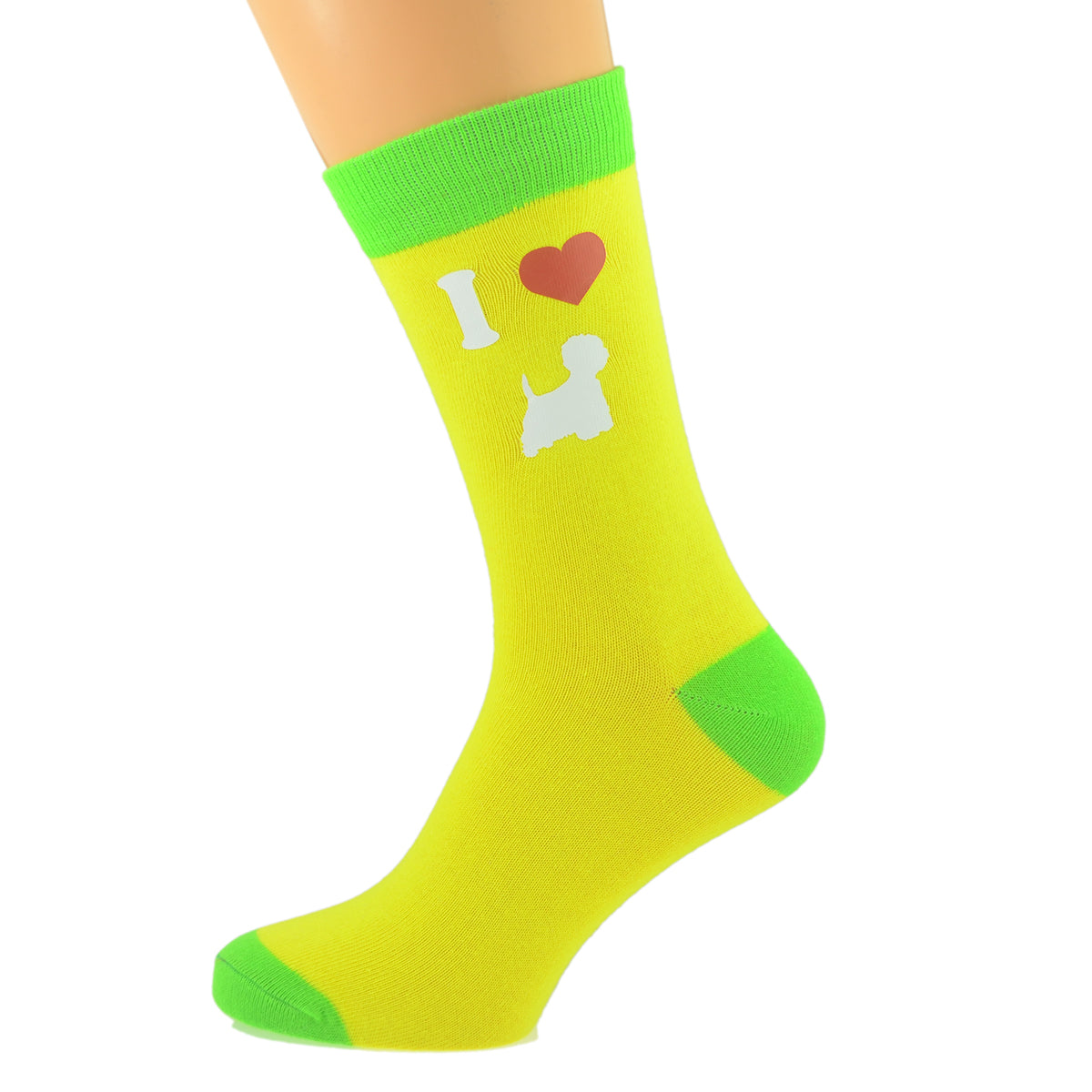 Lime Green Yellow Unisex Socks I Love West Highland Terriers Dog Design| Ashton and Finch