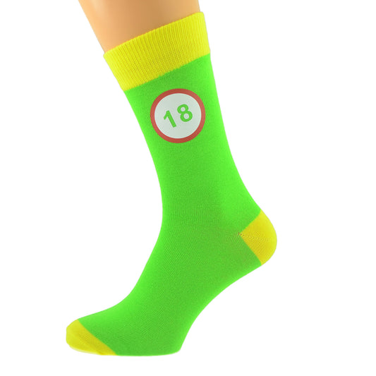 Green Yellow Unisex Socks Road Sign 18th Birthday| Ashton and Finch