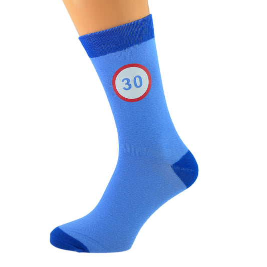 Two Tone Blue Unisex Socks Road Sign 30th Birthday| Ashton and Finch