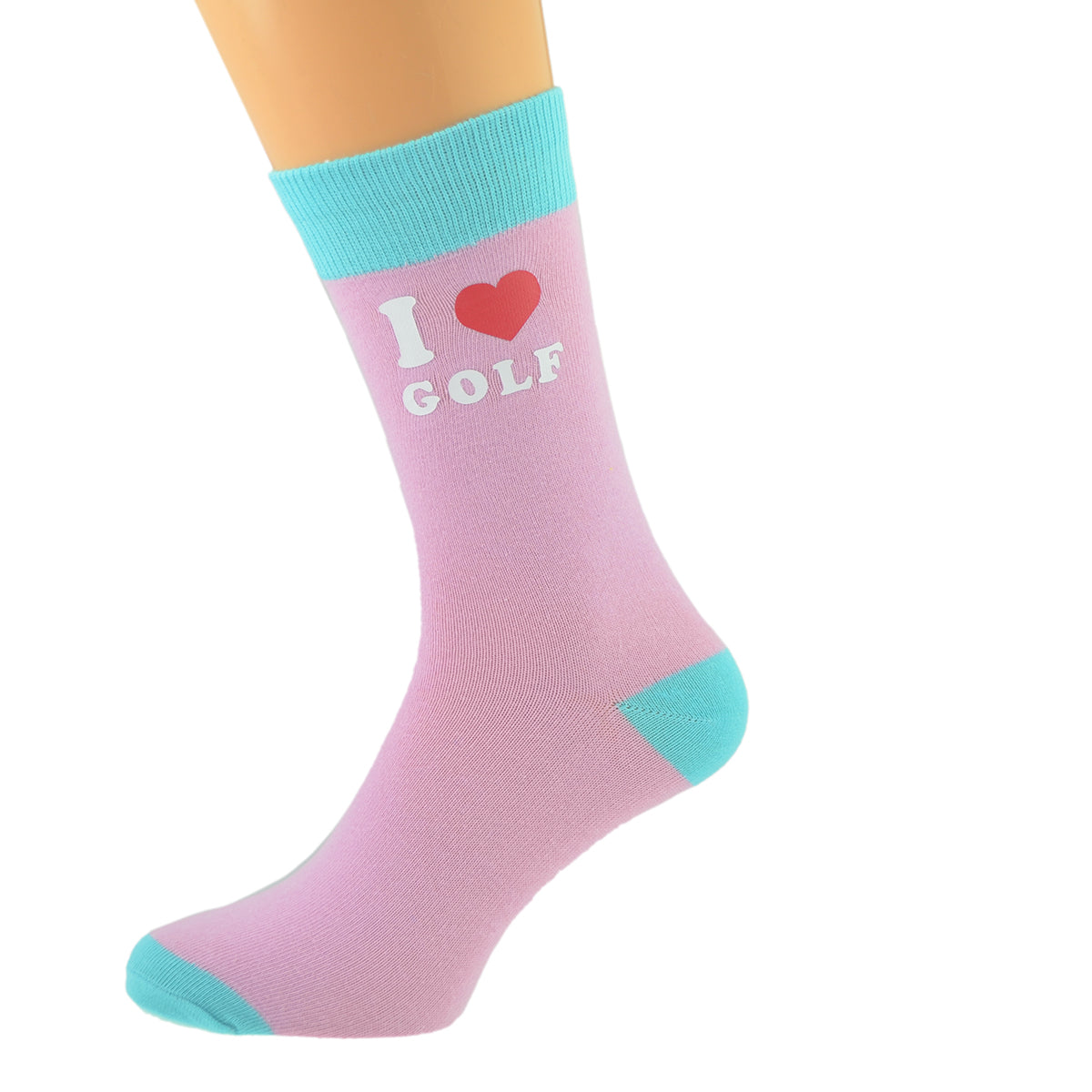 Pale Pink Turquoise Unisex Socks I Love Golf Design| Ashton and Finch