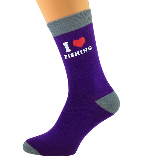 Purple Ash Grey Unisex Socks I Love Fishing| Ashton and Finch