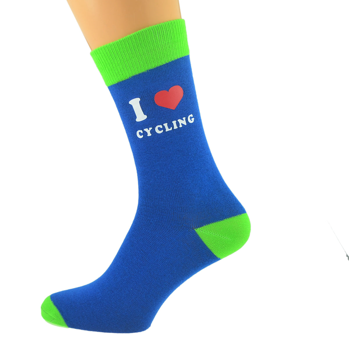 Blue Lime Green Unisex Socks I Love Cycling| Ashton and Finch