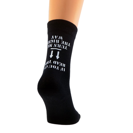 Funny If You Can Read This Turn Me The Right Way Mens Black Socks| Ashton and Finch
