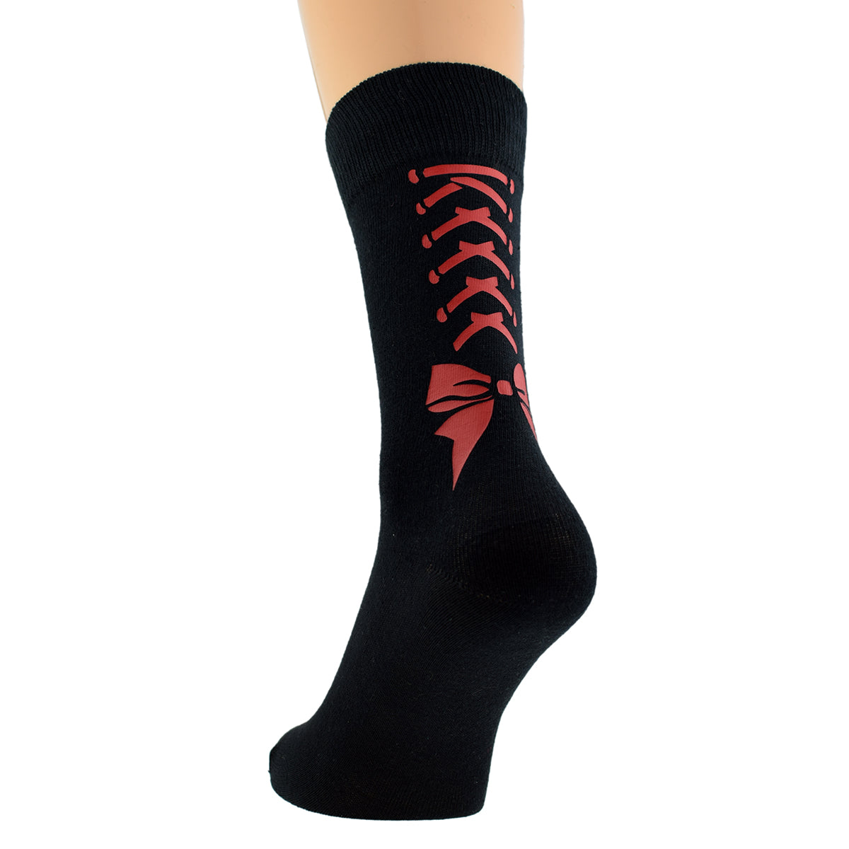 Red Lace Bow Design Ladies Black Socks| Ashton and Finch