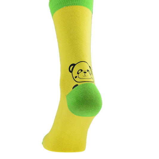 Two Tone Yellow Green Unisex Cute Panda Socks| Ashton and Finch