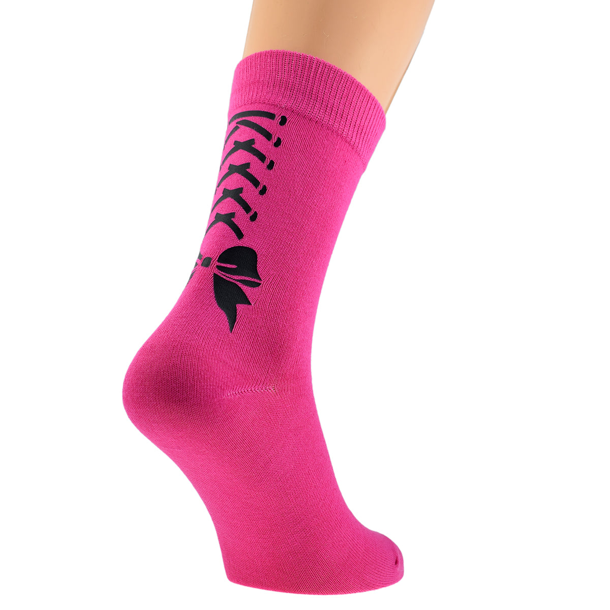 Black Lace Bow Design Ladies Pink Socks| Ashton and Finch
