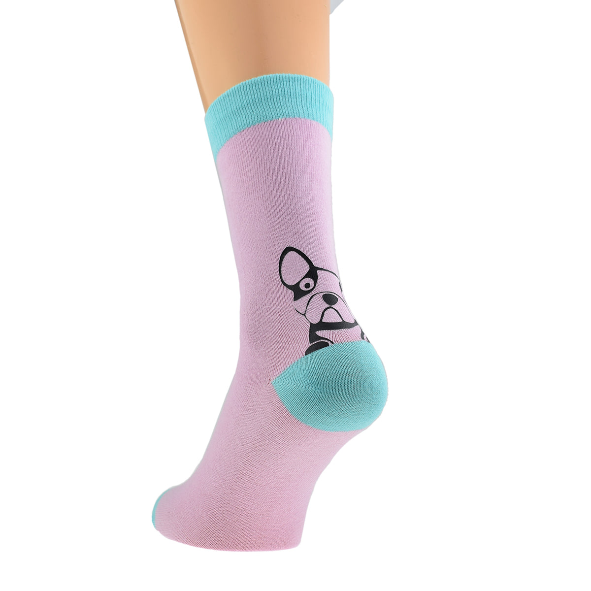 Two Tone Pink Blue Unisex Cute Peeking Puppy Dog Socks| Ashton and Finch