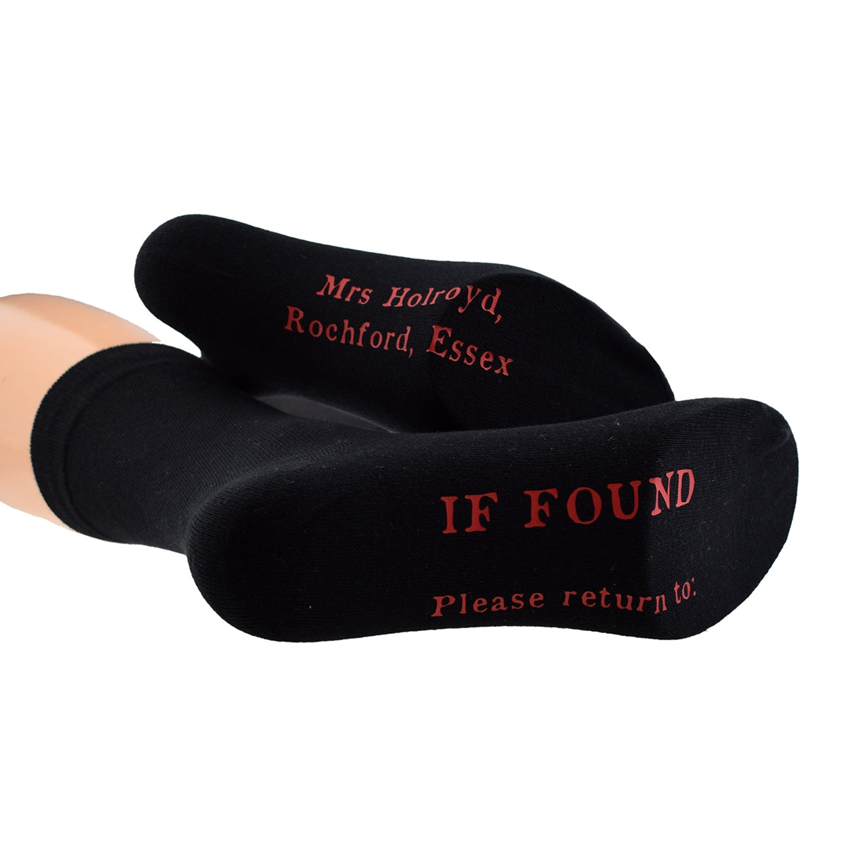 Personalised If Found Please Return To Mens Black Socks| Ashton and Finch